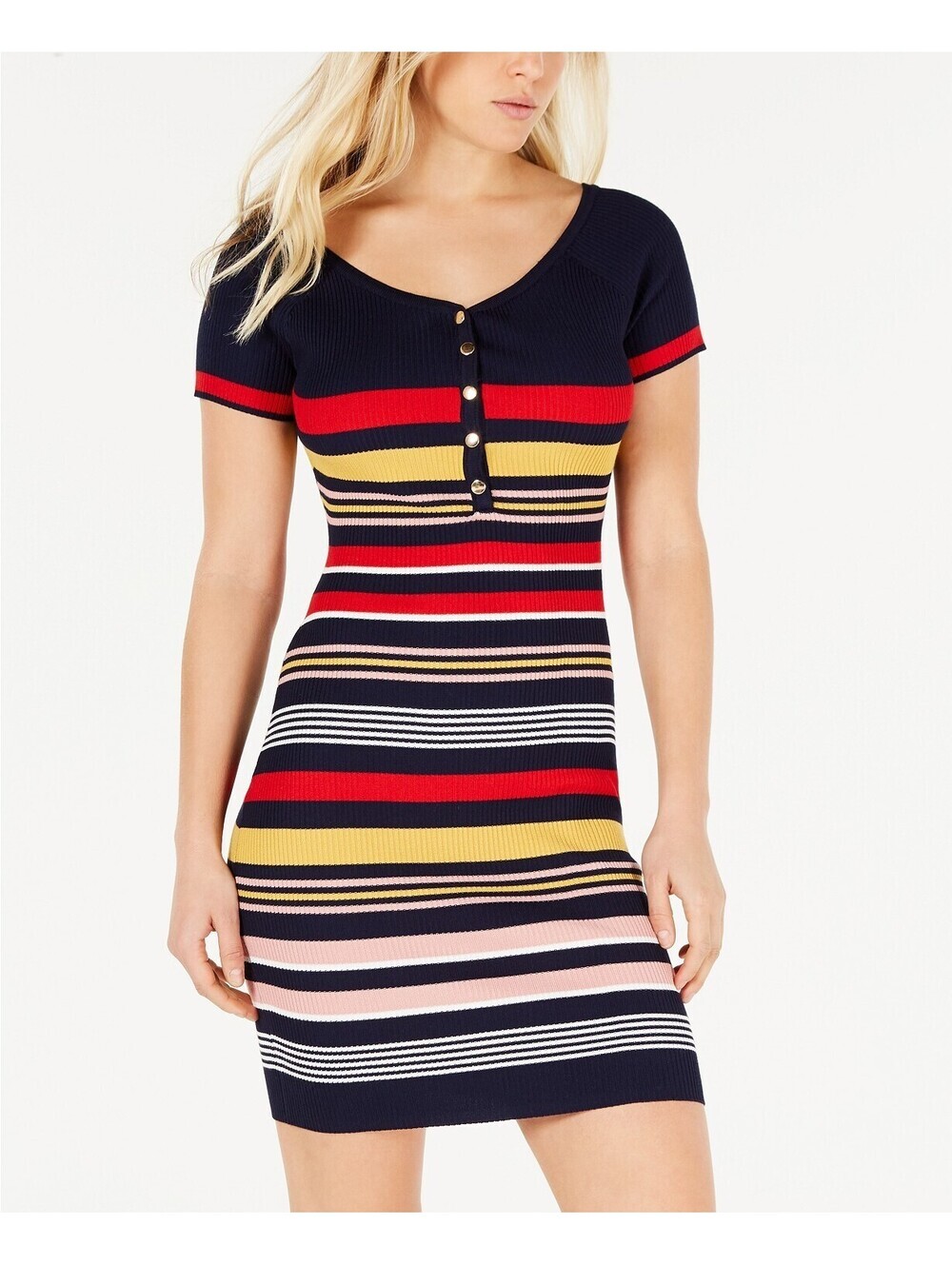 Almost Famous Juniors Striped Bodycon Dress Size M